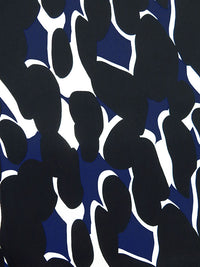 Black/White/Midnight Navy 100% Polyester Abstract Print Crepe de Chine - NY Designer - 60W