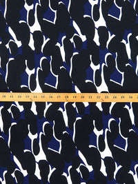 Black/White/Midnight Navy 100% Polyester Abstract Print Crepe de Chine - NY Designer - 60W