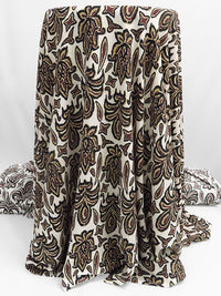 Champagne Pink/Dark Coffee/Black/Willow Tea 100% Polyester Damask Print Crepe De Chine - NY Designer - 60W