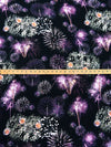 Black/Rich Plum/Dairy Cream 100% Polyester Firework Print Washed Charmeuse 50W