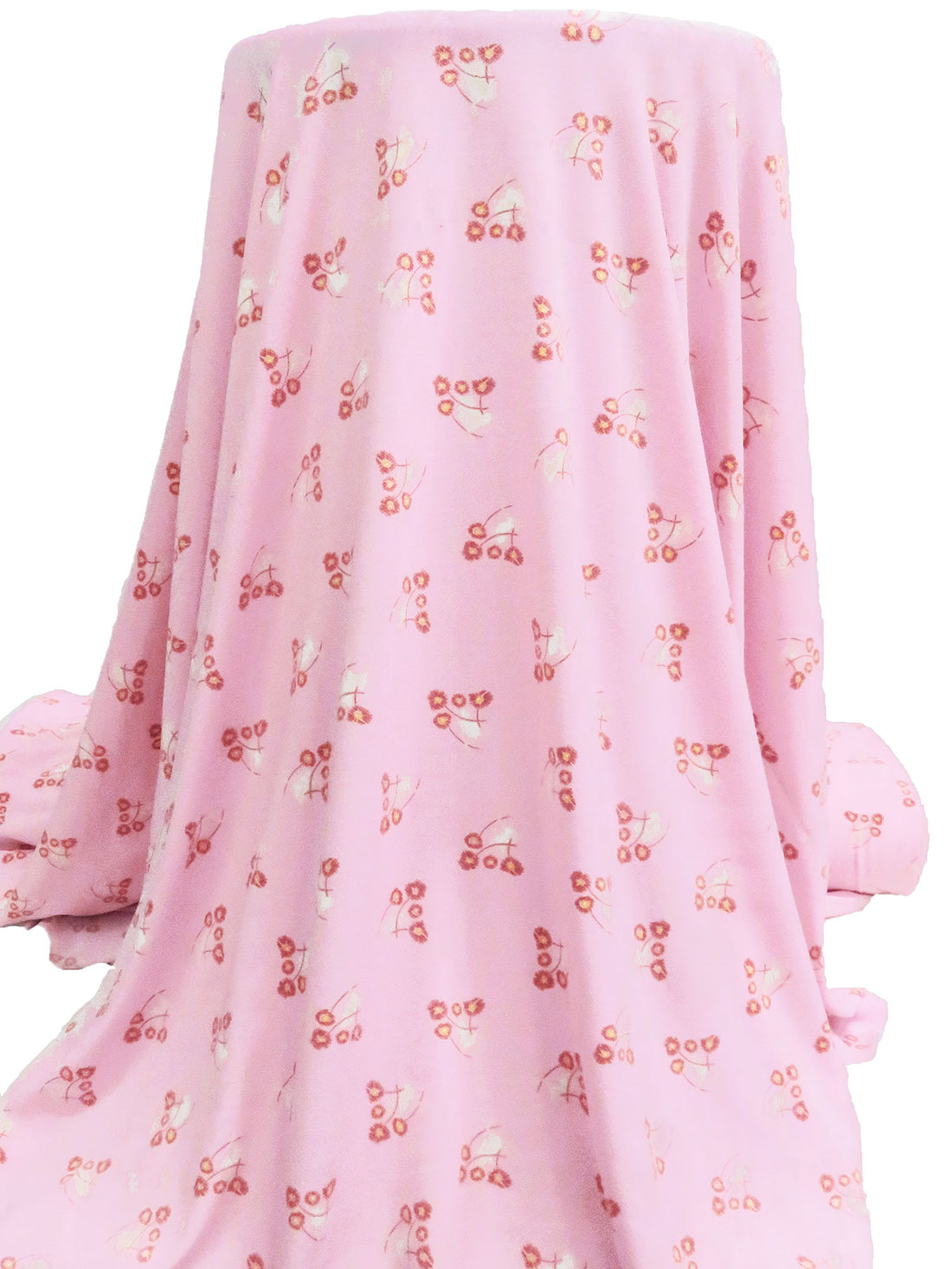 Bubblegum/Redwood/White/Multi Polyester/Lycra Small Floral Clusters Print Crepe ITY Knit 60W