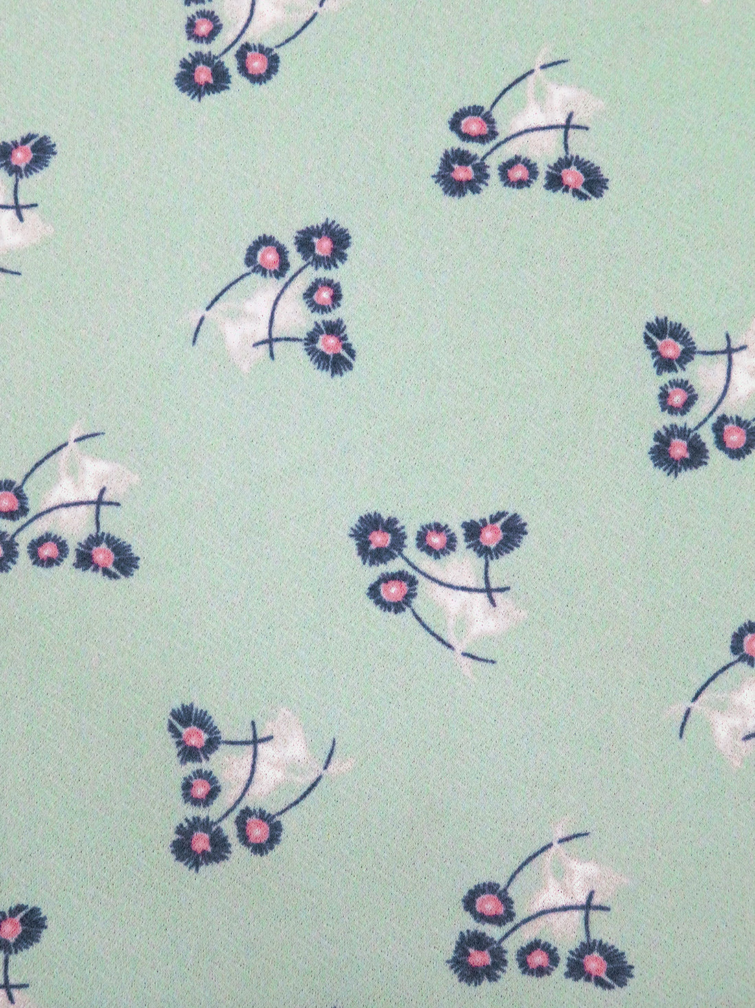 Mint/Dusty Dark Navy/White/Multi Polyester/Lycra Small Floral Clusters Print Crepe ITY Knit 60W