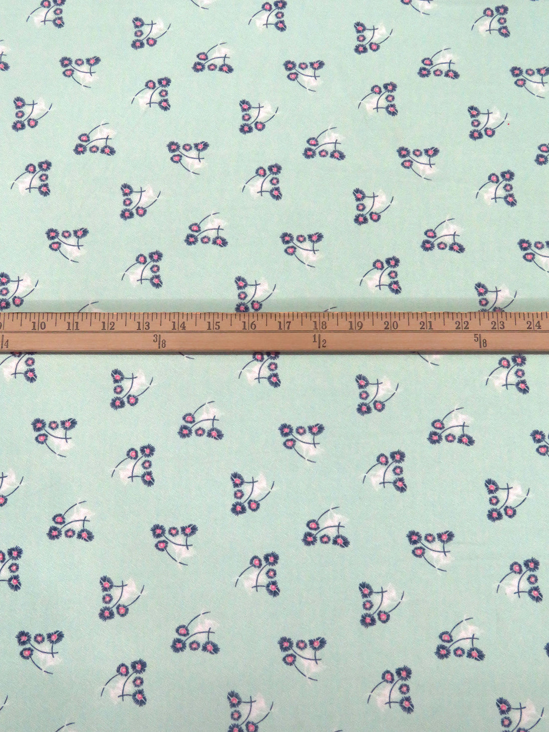 Mint/Dusty Dark Navy/White/Multi Polyester/Lycra Small Floral Clusters Print Crepe ITY Knit 60W