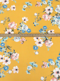 Vivid Pastel Orange/Iceberg/White/Multi Polyester/Lycra Large Floral Print Techno Knit 59W