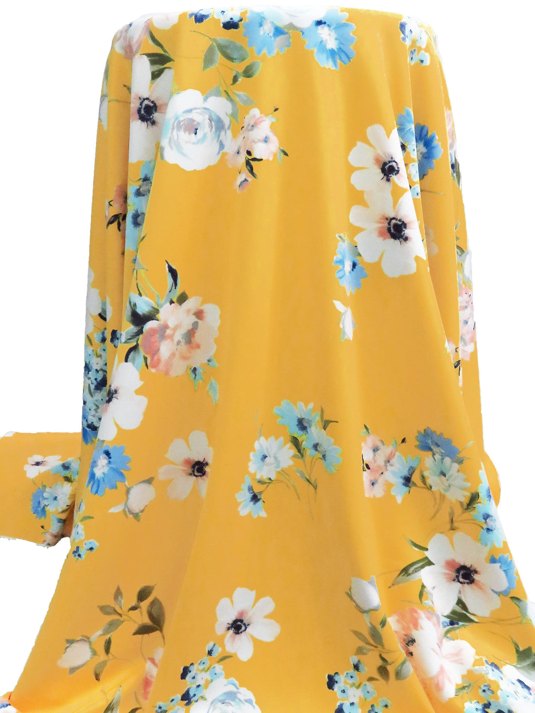 Vivid Pastel Orange/Iceberg/White/Multi Polyester/Lycra Large Floral Print Techno Knit 59W
