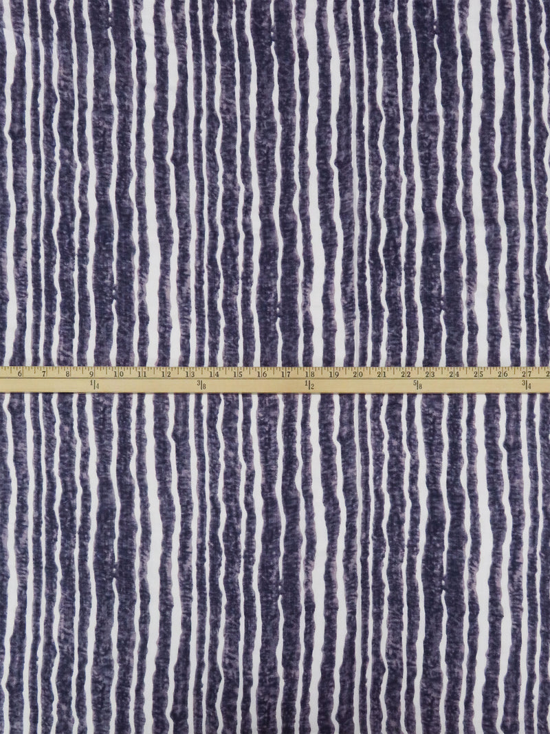 Amethyst/White/Dark Royal Purple 100% Rayon Vertical Painterly Stripe Print Voile 54W