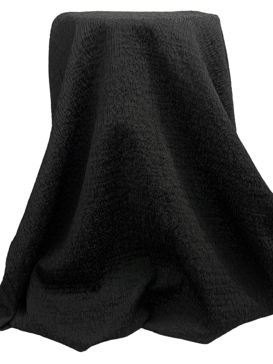 Black Polyester/Cotton/Nylon Crinkle Jacquard Suiting - NY Designer - 50W