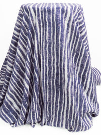 Amethyst/White/Dark Royal Purple 100% Rayon Vertical Painterly Stripe Print Voile 54W