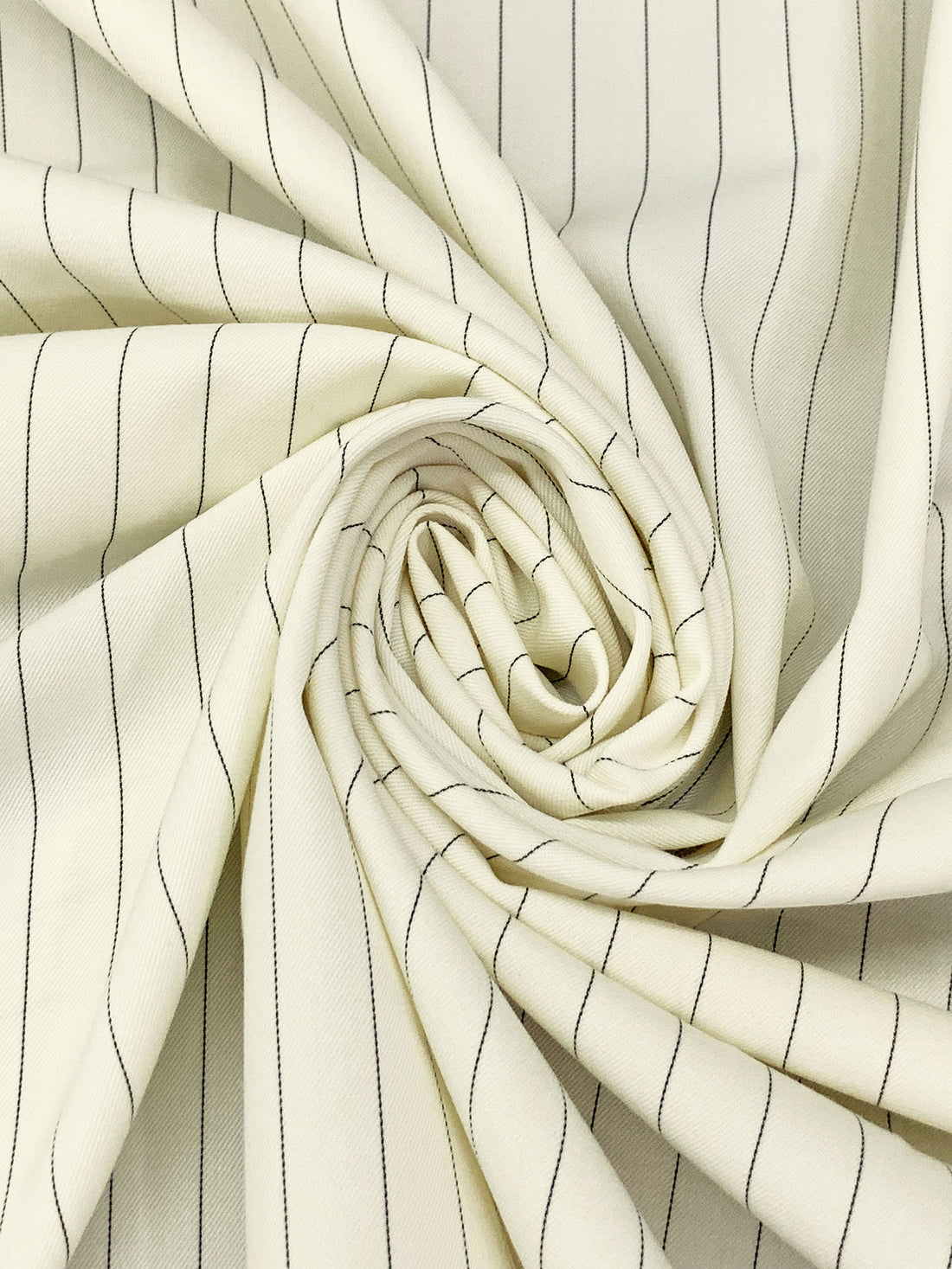 Antique Off-White/Black Polyester/Wool/Lycra Vertical Pinstripe Weave Stretch Suiting - Imported From Italy - 58W