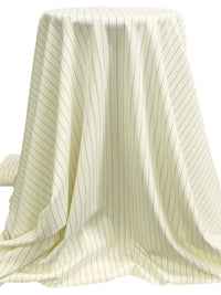 Antique Off-White/Black Polyester/Wool/Lycra Vertical Pinstripe Weave Stretch Suiting - Imported From Italy - 58W