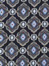 Navy/Taupe/White/Coral Medallion Print Crinkle Challis 52W