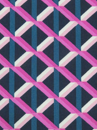 Navy/Dark Teal/Hot Pink/Multi 100% Cotton Modern Lattice Print Lawn - NY Designer - 56W