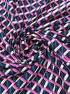 Navy/Dark Teal/Hot Pink/Multi 100% Cotton Modern Lattice Print Lawn - NY Designer - 56W