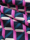 Navy/Dark Teal/Hot Pink/Multi 100% Cotton Modern Lattice Print Lawn - NY Designer - 56W