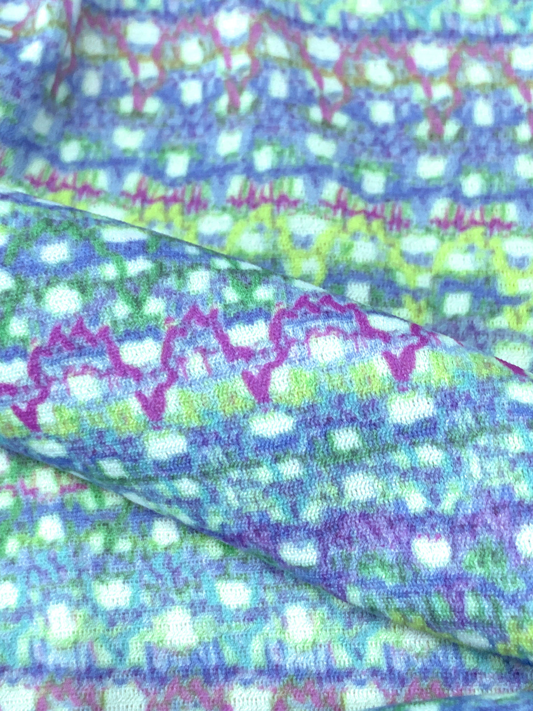 Royal Purple/Middle Green/White/Multi 100% Polyester Horizontal Abstract Print Mesh Knit - Samantha Chang - 56W