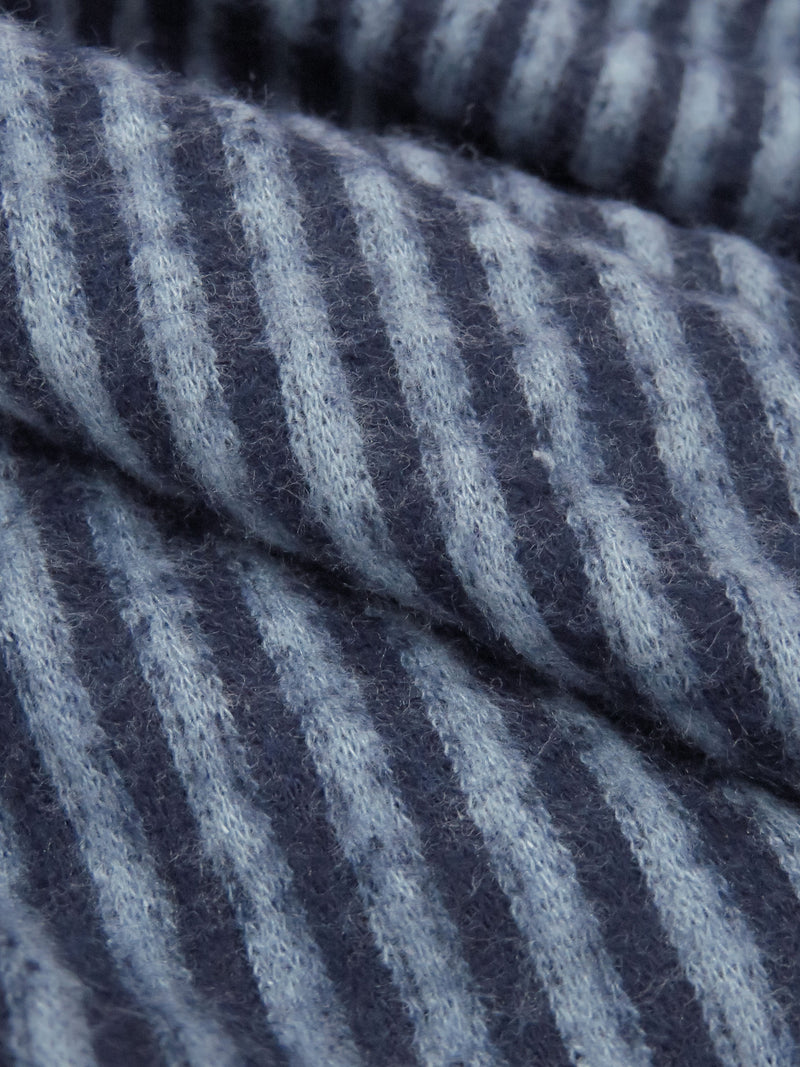 Navy/Slate Blue Polyester/Lycra Vertical Stripe Brushed Sweater Knit 52w