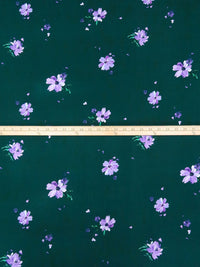 Deep Jungle Green/White/Rich Lavender/Multi Rayon/Lycra Floral Print Jersey Knit - Imported From Italy - 55W