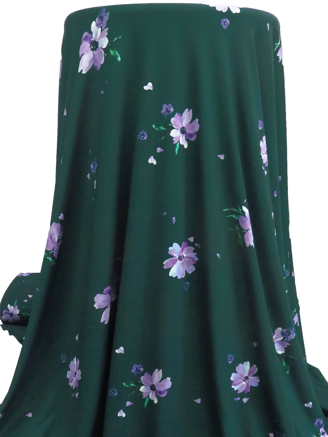 Deep Jungle Green/White/Rich Lavender/Multi Rayon/Lycra Floral Print Jersey Knit - Imported From Italy - 55W