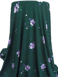 Deep Jungle Green/White/Rich Lavender/Multi Rayon/Lycra Floral Print Jersey Knit - Imported From Italy - 55W