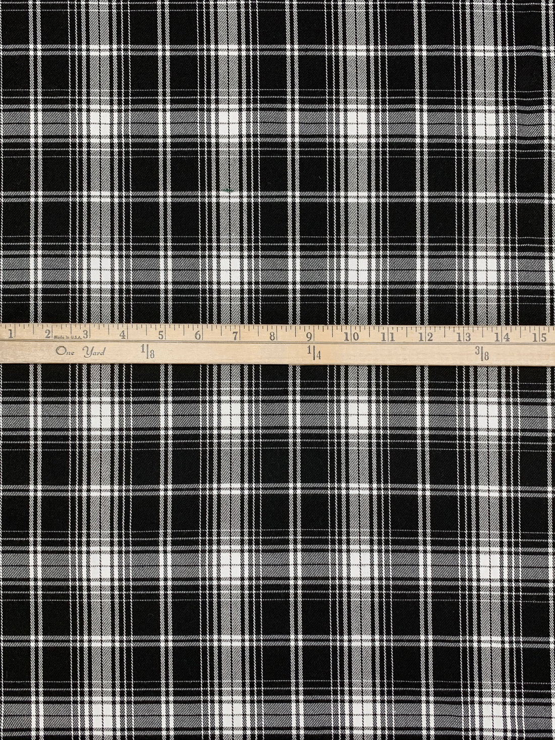 Black/White 100% Cotton Plaid Oxford Shirting - NY Designer - 58W