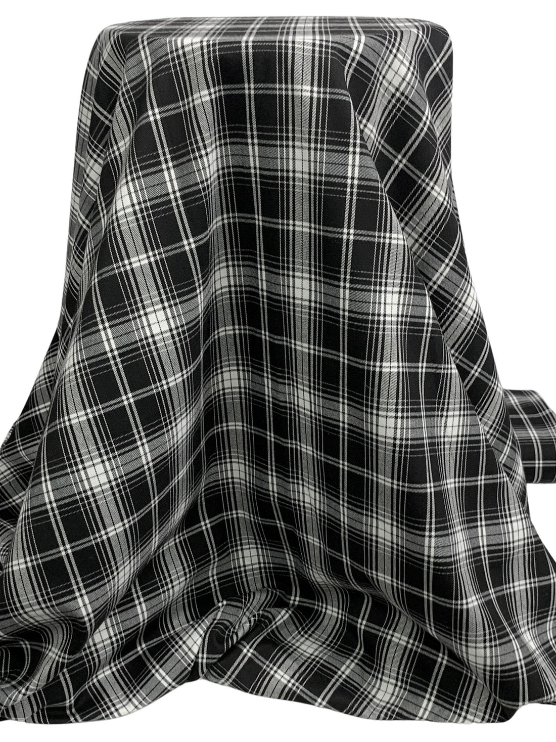Black/White 100% Cotton Plaid Oxford Shirting - NY Designer - 58W