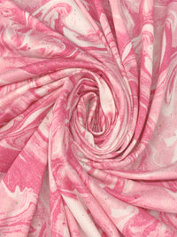 Cerise/Parrot Pink/Multi Polyester/Lycra Marble Print With Fused Glitter Double Brushed Knit 58W
