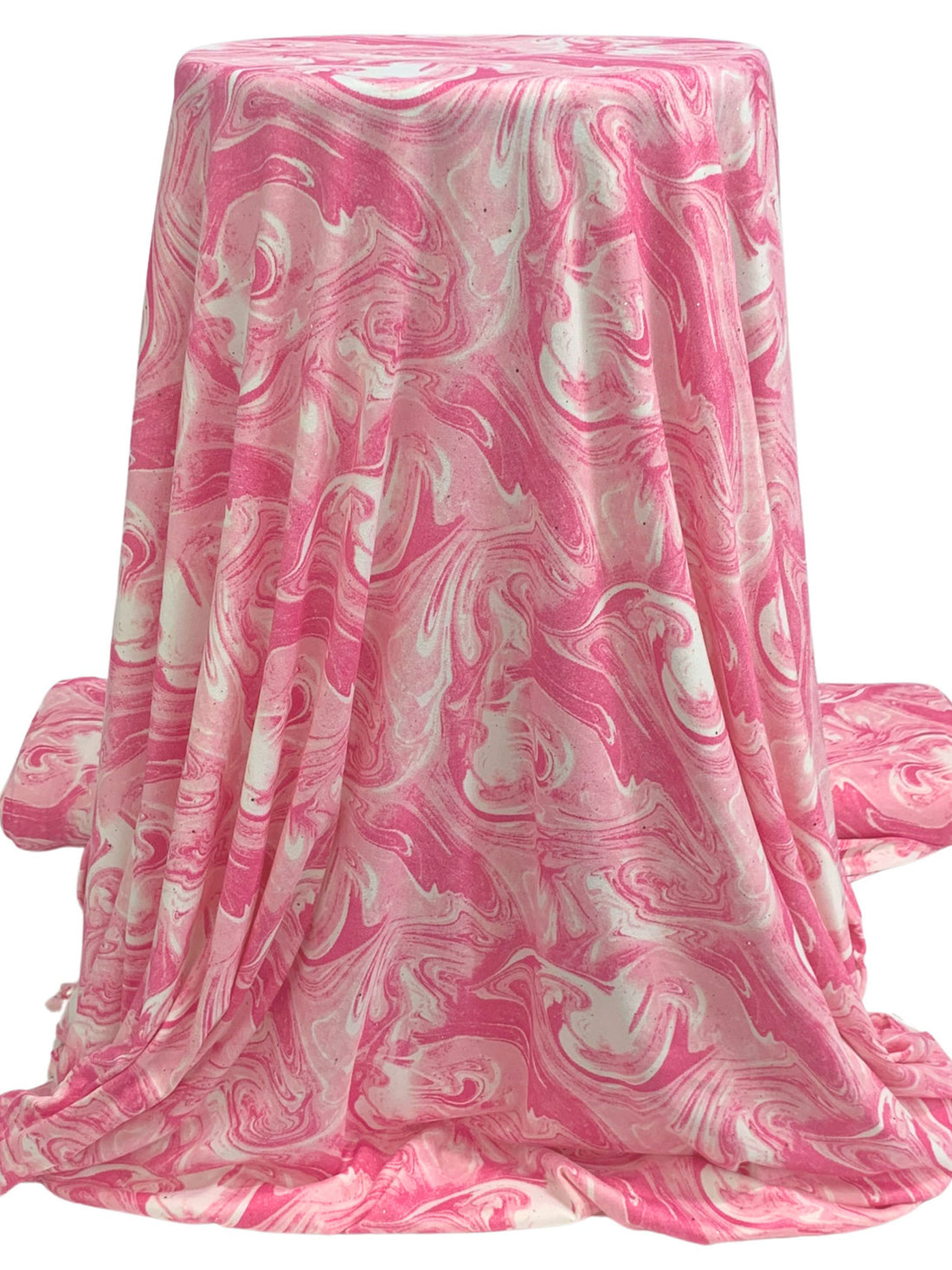 Cerise/Parrot Pink/Multi Polyester/Lycra Marble Print With Fused Glitter Double Brushed Knit 58W