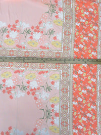 Pale Pink/Peach Yellow/White/Multi 100% Polyester Single Border Floral Framework Print Crepe Blouse Weight Woven 58W