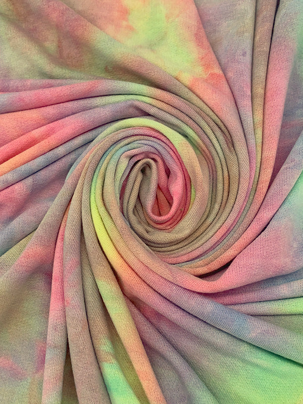 Glossy Grape/Bright Lime/Faded Rose/Multi Polyester/Rayon/Cotton Tie-Dye French Terry Knit 56W