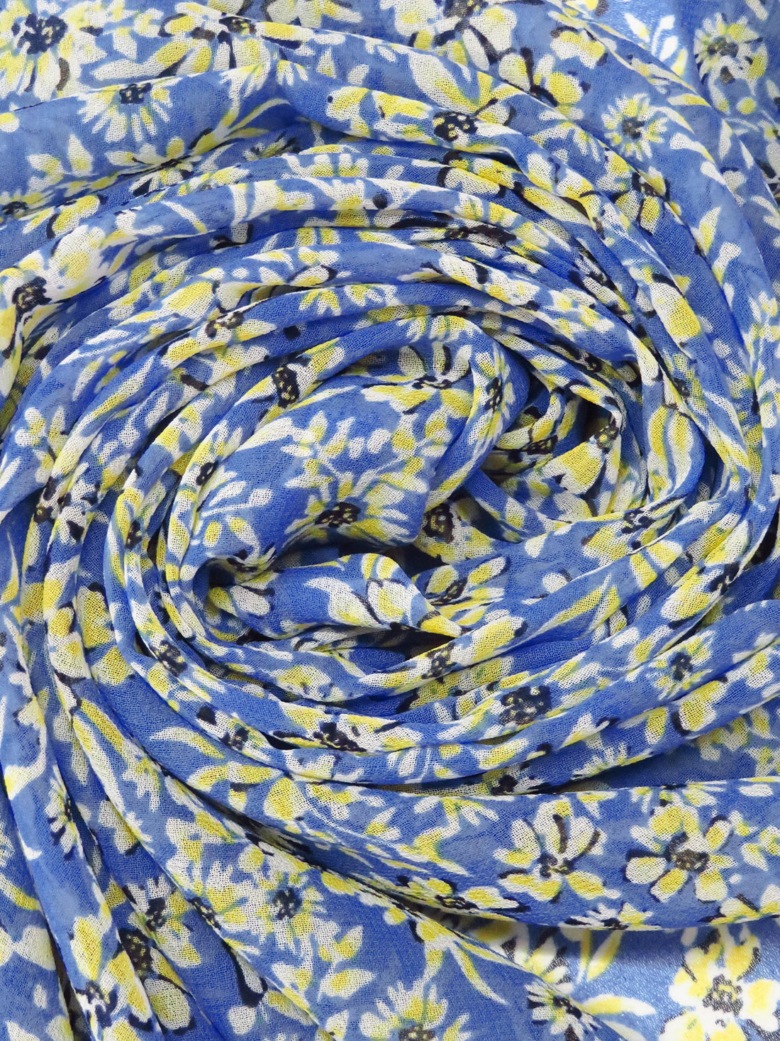 Cornflower/Lemon/White/Multi 100% Polyester Floral Print Chiffon 56W