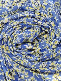 Cornflower/Lemon/White/Multi 100% Polyester Floral Print Chiffon 56W