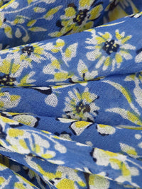 Cornflower/Lemon/White/Multi 100% Polyester Floral Print Chiffon 56W