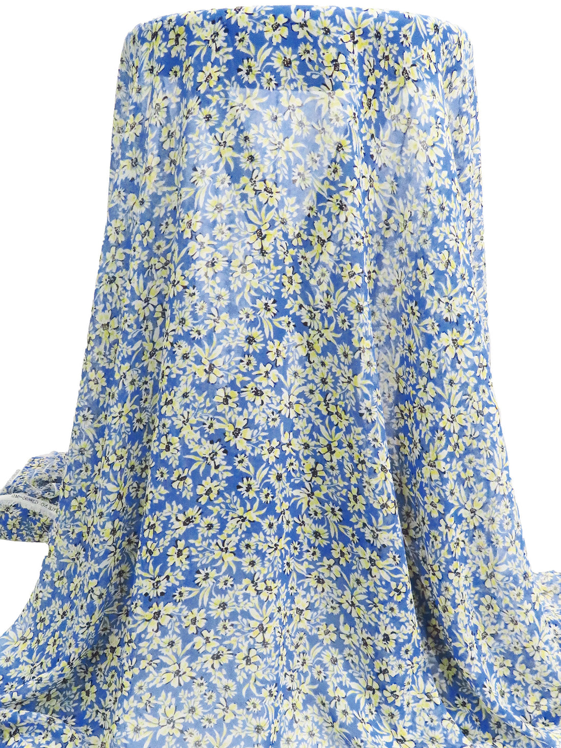 Cornflower/Lemon/White/Multi 100% Polyester Floral Print Chiffon 56W