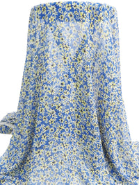 Cornflower/Lemon/White/Multi 100% Polyester Floral Print Chiffon 56W