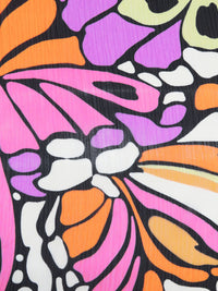 Black/Orange/Persian Pink/Multi 100% Polyester Abstract Print Crinkle Chiffon 58W