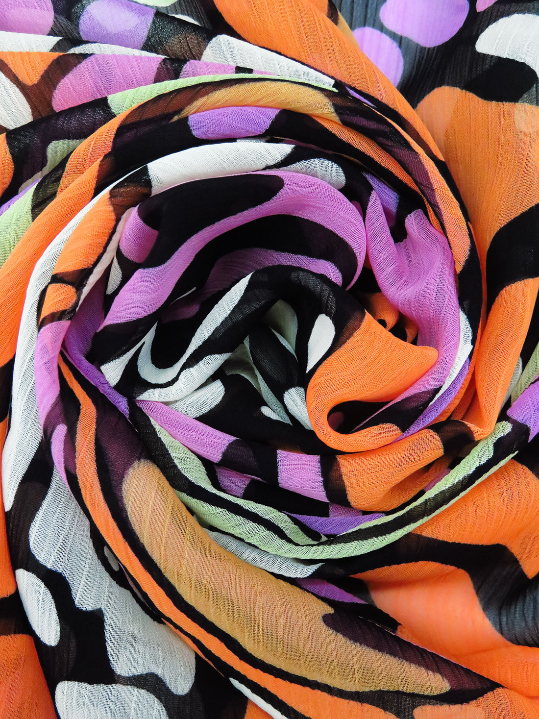 Black/Orange/Persian Pink/Multi 100% Polyester Abstract Print Crinkle Chiffon 58W