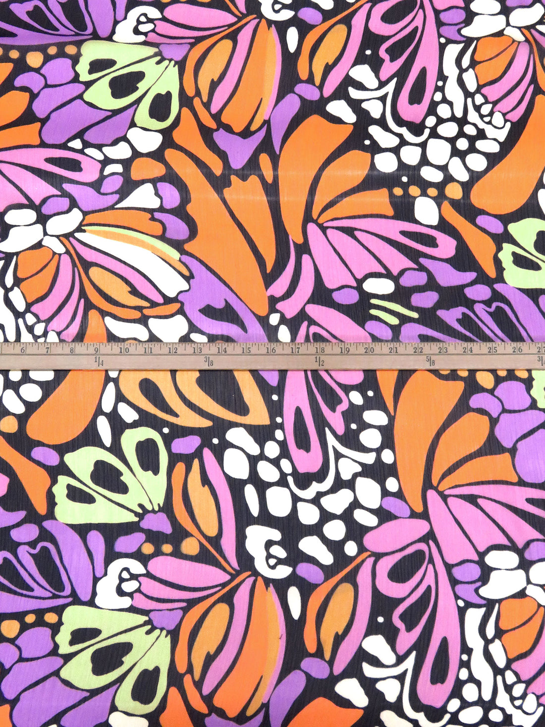 Black/Orange/Persian Pink/Multi 100% Polyester Abstract Print Crinkle Chiffon 58W