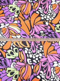 Black/Orange/Persian Pink/Multi 100% Polyester Abstract Print Crinkle Chiffon 58W