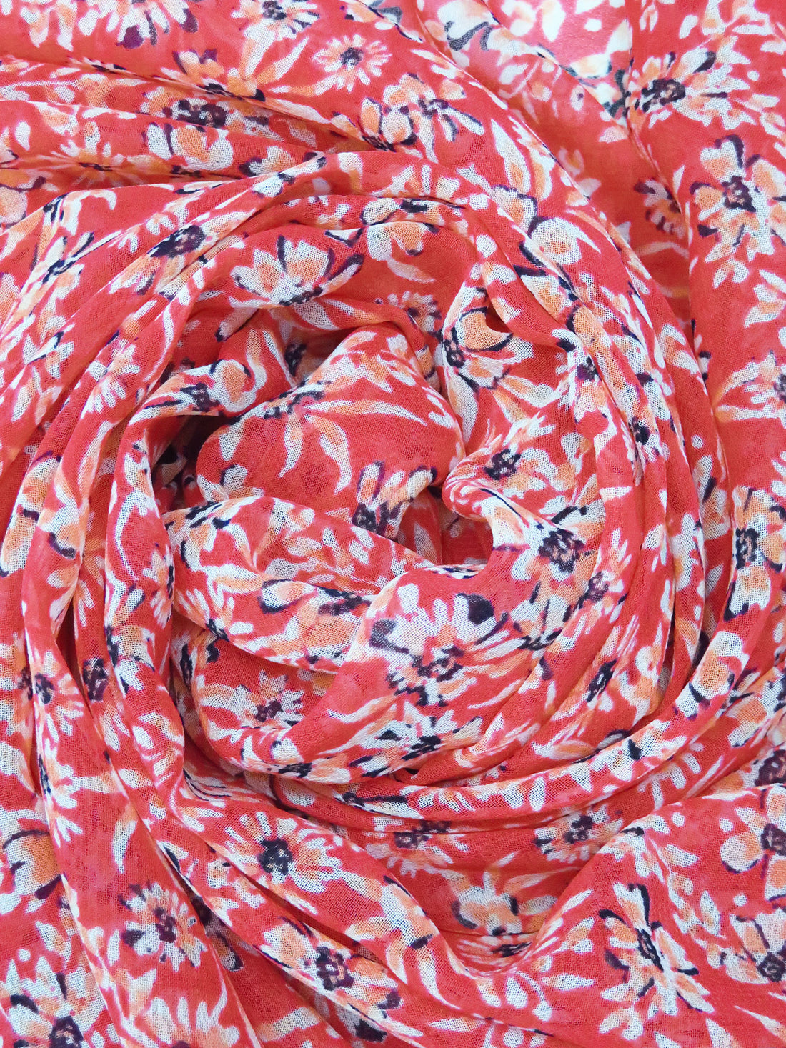 Coral/Midnight Navy/White/Multi 100% Polyester Floral Print Chiffon 60W