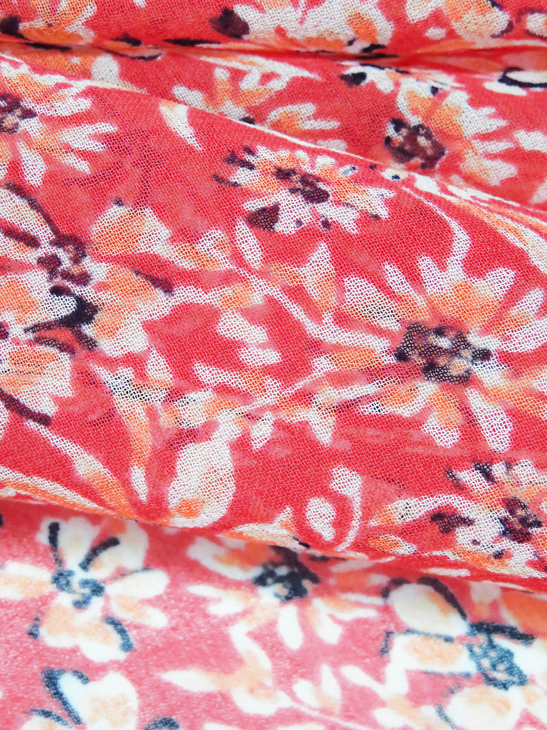Coral/Midnight Navy/White/Multi 100% Polyester Floral Print Chiffon 60W
