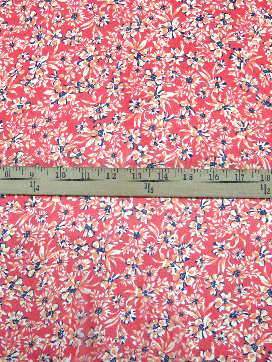 Coral/Midnight Navy/White/Multi 100% Polyester Floral Print Chiffon 60W