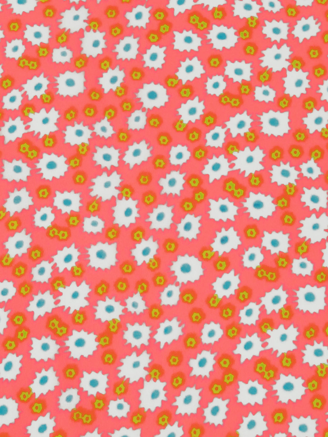 Neon Highlighter Pink/Lemon/White/Multi 100% Polyester Small Floral Print Crepe Blouse Weight Woven 56W