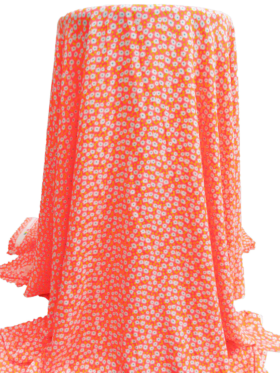 Neon Highlighter Pink/Lemon/White/Multi 100% Polyester Small Floral Print Crepe Blouse Weight Woven 56W