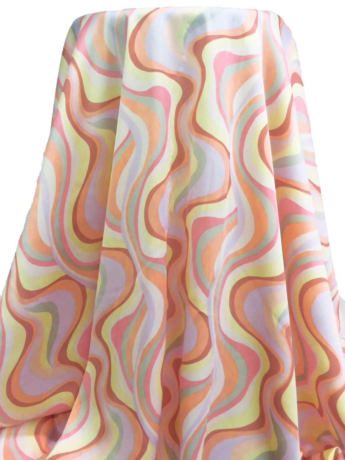 Light Coral/White/Pastel Lemon/Multi 100% Polyester Abstract Print Charmeuse 58W