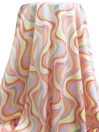 Light Coral/White/Pastel Lemon/Multi 100% Polyester Abstract Print Charmeuse 58W