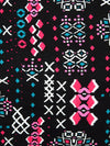 Fruit Punch Pink/Duvall Blue/Black/White Raylon/Lycra Abstract Geometric Print Jersey Knit 58W