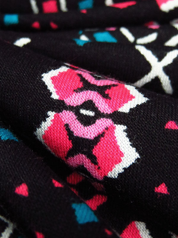 Fruit Punch Pink/Duvall Blue/Black/White Raylon/Lycra Abstract Geometric Print Jersey Knit 58W