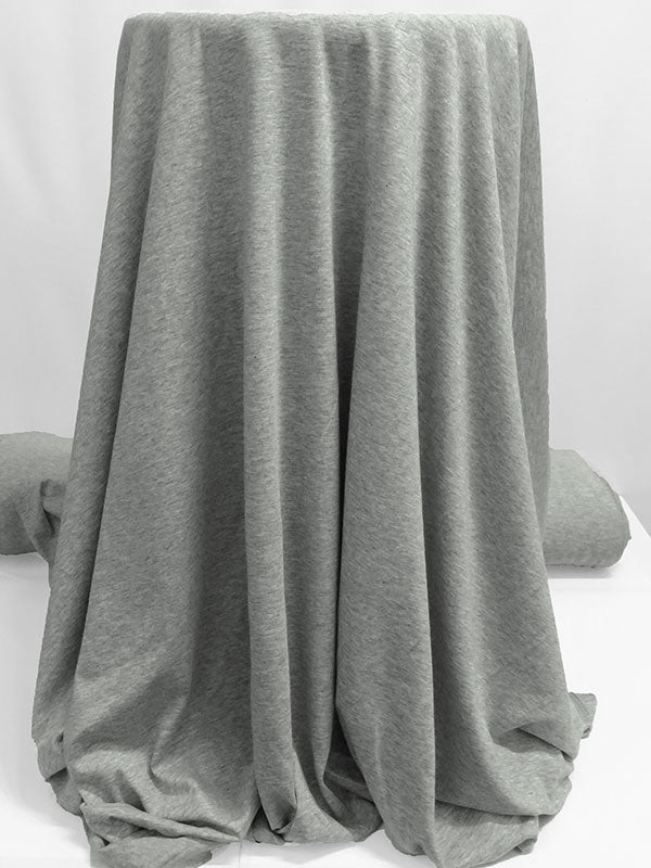 Muted Silver Gray 100% Cotton Heathered Jersey Knit 64W