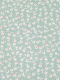 Cambridge Blue/White/Poppy Petal 100% Polyester Small Floral Print Bubble Crepe 59W