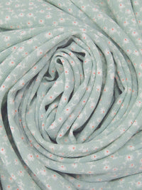 Cambridge Blue/White/Poppy Petal 100% Polyester Small Floral Print Bubble Crepe 59W